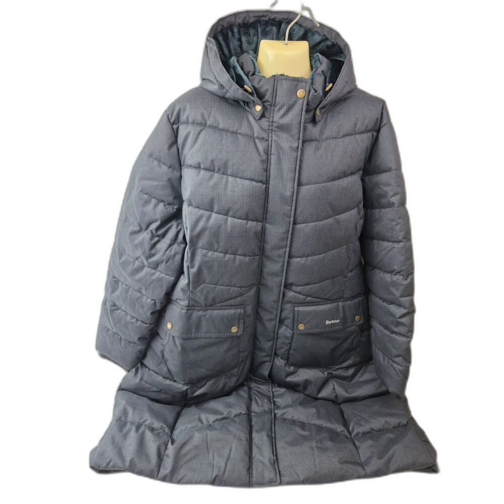 Barbour Women's Navy Blue Kingston Quilted Jacket Hooded Coat Size 2X